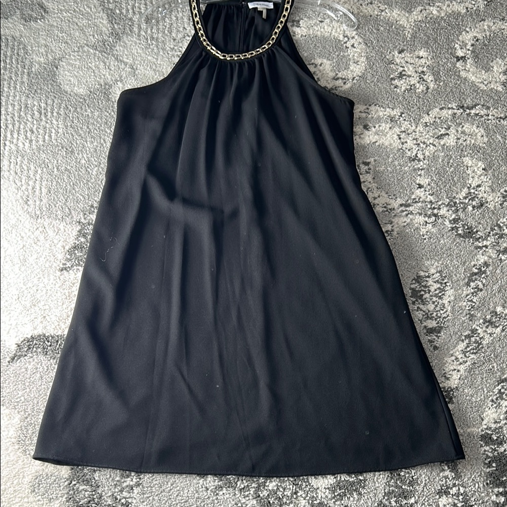 Elegant Black Halter Dress with Chain Detail